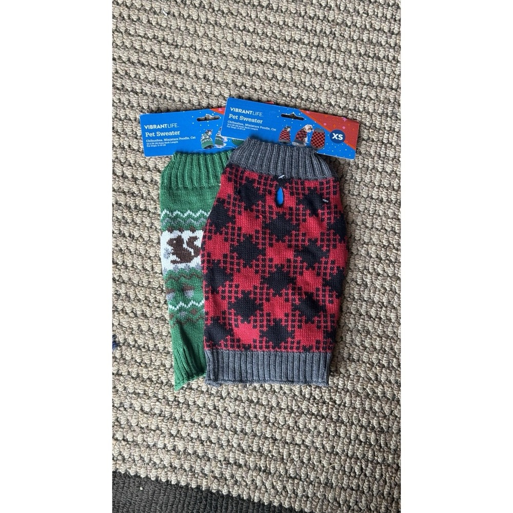 NEW Vibrant Life Pet Sweater XS 5-10 Lbs." Lot of 2 NWT